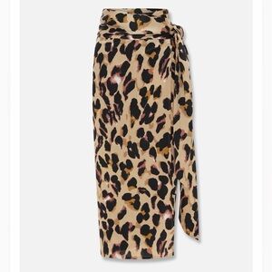 Never Fully Dressed Jasper Leopard Print Midi Wrap Skirt